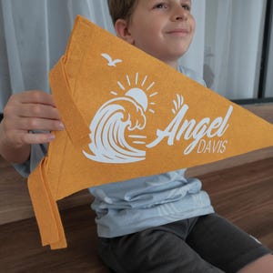 Custom Felt Name Pennant: Beach & Sun Nursery Decor