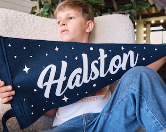 Custom Name Pennant - Stars Style Pennant - Felt Pennant Flag - Custom Pennant Felt - Pennant Name - Personalized Pennants