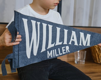 William Pennant - Vintage Style Pennant - Felt Pennant Flag - Custom Pennant Felt Pennant Name Personalized Pennants Wall Decor for Nursery