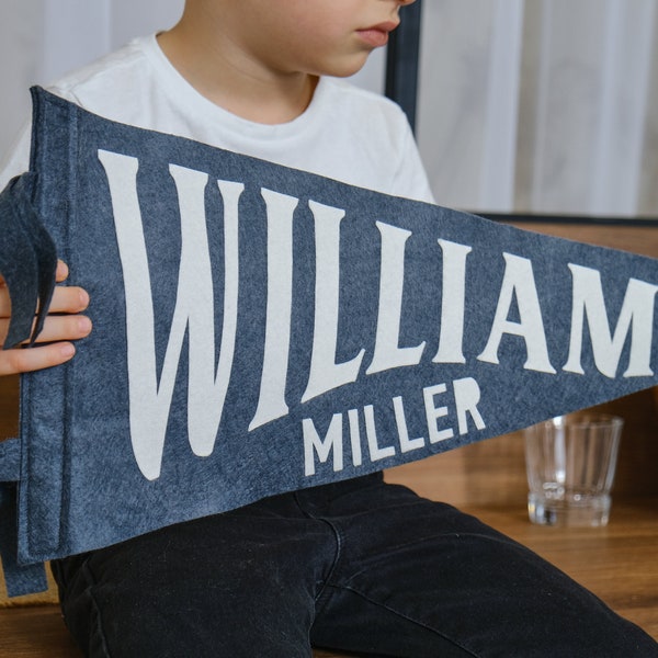 William Pennant - Vintage Style Pennant - Felt Pennant Flag - Custom Pennant Felt Pennant Name Personalized Pennants Wall Decor for Nursery