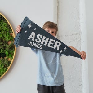 Custom Felt Name Pennant: Vintage Nursery Decor, Baby Room Sign
