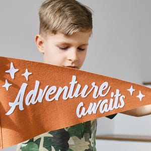 Adventure Awaits Felt Pennant: Boho Nursery Decor