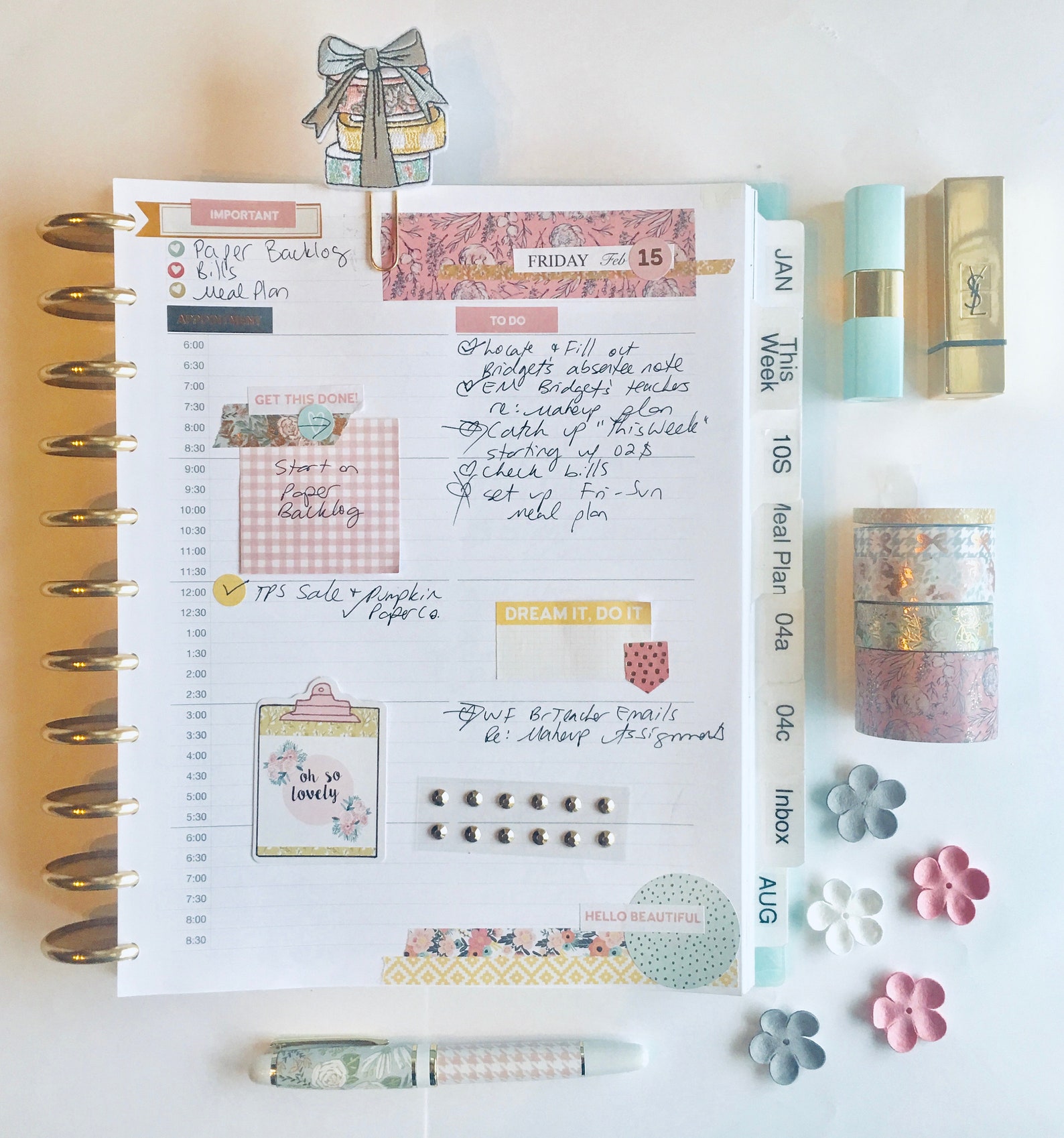 Printable Hourly Planner Insert Letter Size for Daily Planning DO1P Arc ...