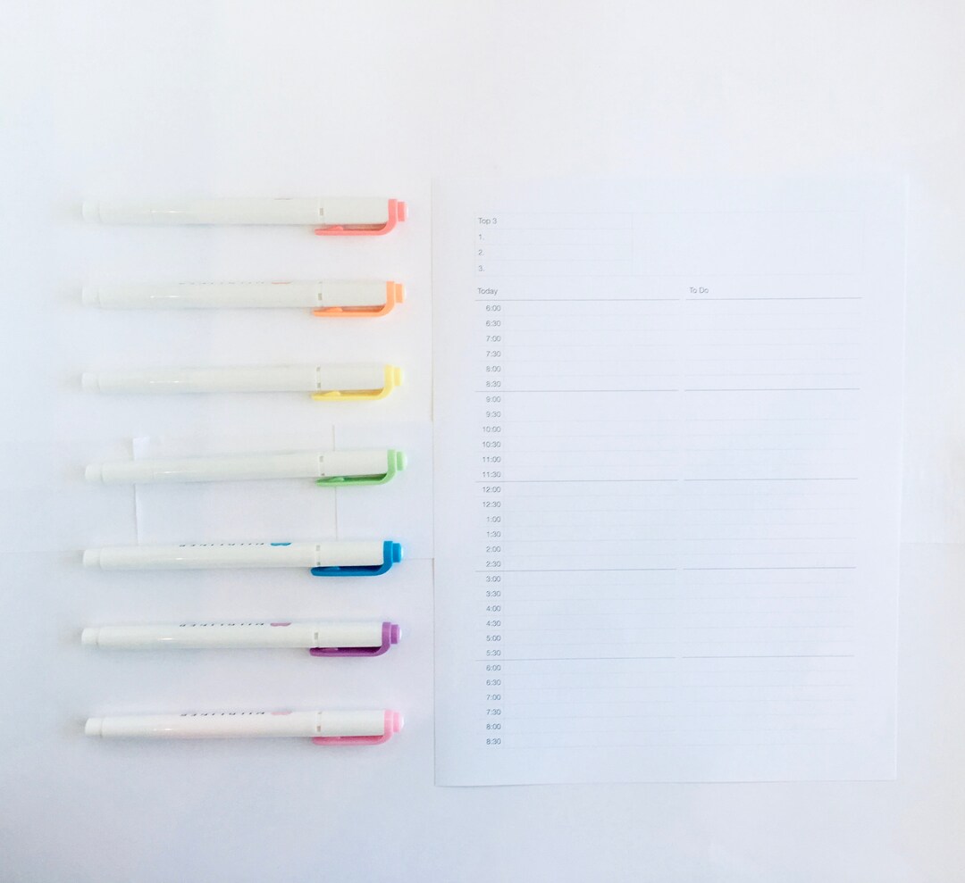 Printable Hourly Planner Insert Letter Size for Daily Planning DO1P Arc ...