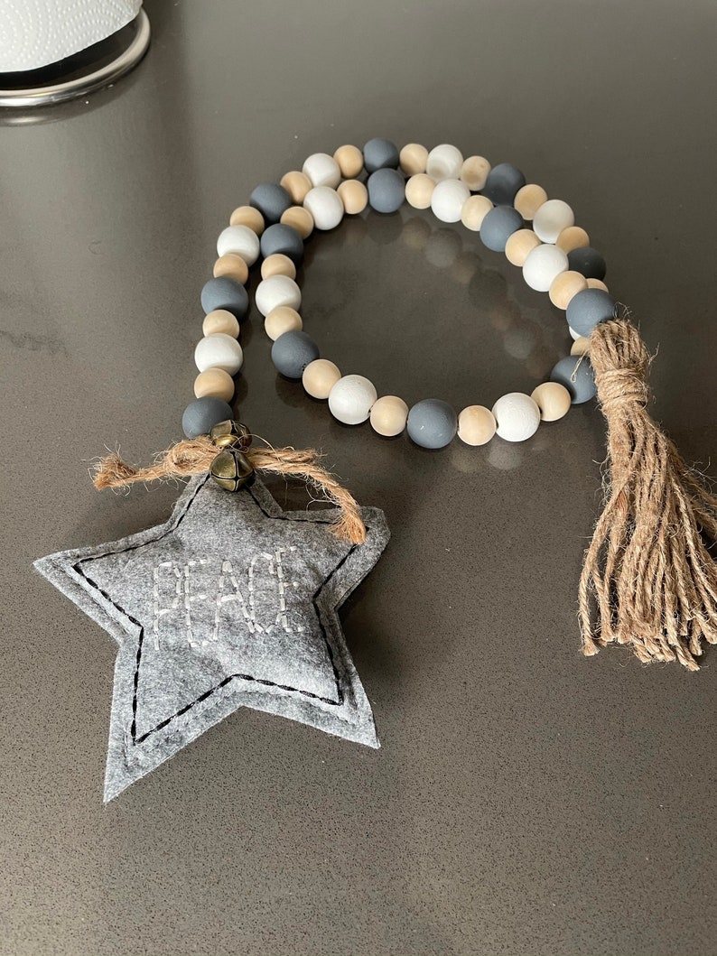 Farmhouse beads with soft star \u201cpeace\u201d