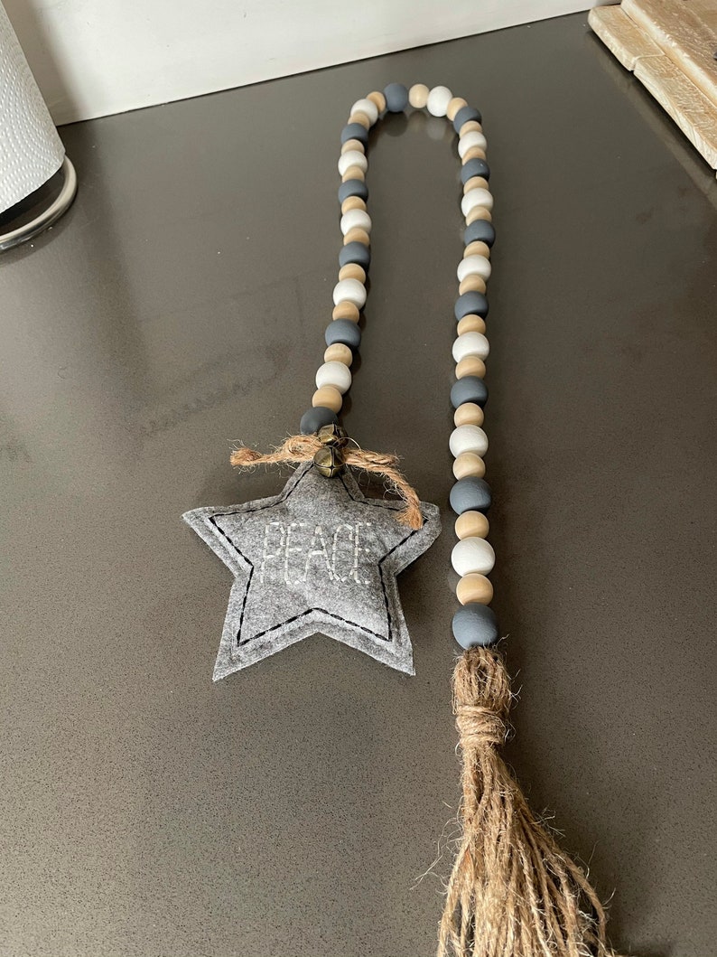 Farmhouse beads with soft star \u201cpeace\u201d