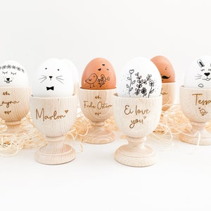 Wooden egg cup personalized with name or saying 22 motifs - Mother's Day - Baptism - Wedding gift - Easter - School enrollment - Educator