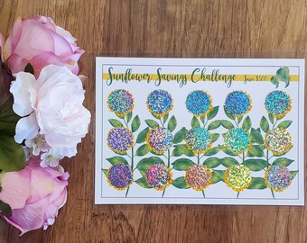 Scratch Off Savings Challenge, Money Challenge, Savings, Mystery Savings, Lottery, Coin Scratch, Budget, Fun Savings, Sunflower Design2