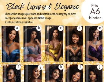 Cash Envelope System, Cash Envelopes, Black Woman, African American, Black Girl, Budget Categories, Black Luxury & Elegance Set, A6 Envelope