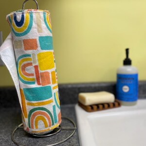 Rainbow Flannel Paperless Towels: Reusable Unpaper Towels with Laundry Bag