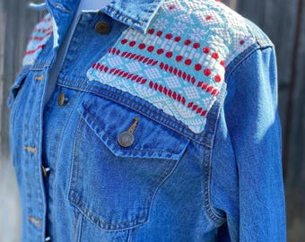Upcycled Denim Jacket -Women’s Size Large