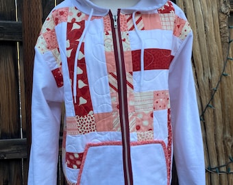 Upcycled Quilt Zip Up Hoodie: Women’s Size Large