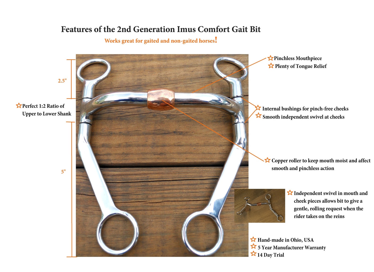 2nd Generation Imus Comfort Bit Works Great for Gaited and Nongaited