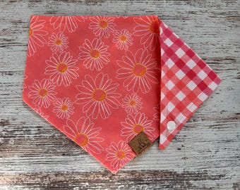 Pink Daisies Reversible Pet Bandana