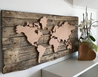 DIY Weltkarte, Landkarte Bausatz, Wanddekoration, Geschenk für Reisen, Einzugsgeschenk, Weltkarte 3D Effekt, Wandbild Welt Beleuchtung,