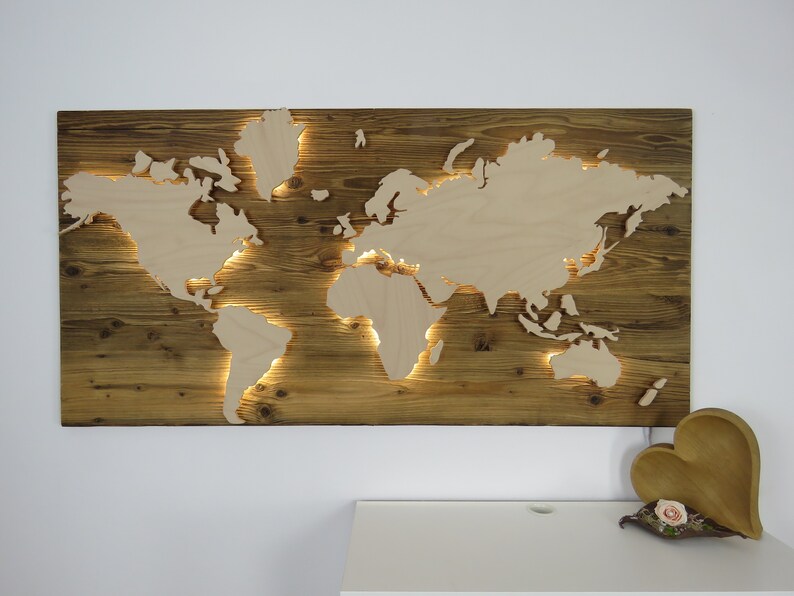 World map wood XXL format real reclaimed wood vintage Etsy