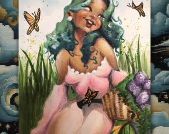 Springtime Illustration 8.5x11 Print | Springtime Illustration | Wall Art | Whimsical Art | Butterfly Art | Spring Art