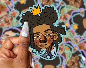 Jean-Michel Basquiat Inspired Vinyl Sticker | Jean-Michel Basquiat tribute | Artist Decal | Black Artist | Neo-expressionism | Laptop Decal
