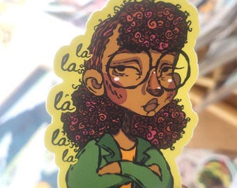 Daria Morgendorffer | Afro-Daria Sticker | Daria Morgendorffer | Afro Punk | Daria Fan | Sick Sad World | 90s Cartoons | Nostalgia | MTV