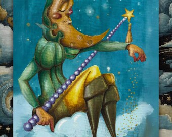 Mr. Sandman 8.5x11 Print | Fantasy Illustration | Fantasy Art | Wall Art | Whimsical Art | Celestial Art