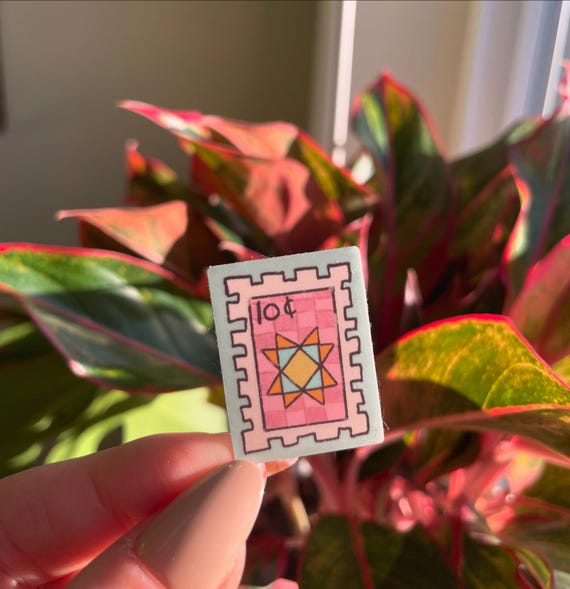 Quilt Block Stamp Sticker / Keychain