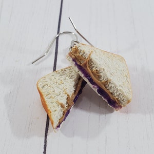 Peanut Butter And Jelly Earrings, PB&J Earrings, Sandwich Earrings, Lunch Jewelry, Food Jewelry