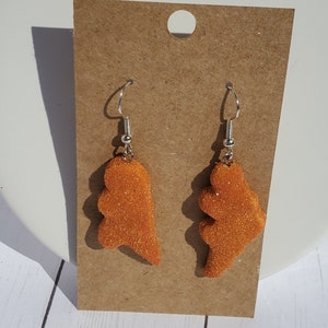 Dino Chicken Nugget Earrings, Dino Nugget Earrings, Chicken Nuggets Earrings, Snack Jewelry, Food Jewelry, Food Charm image 3