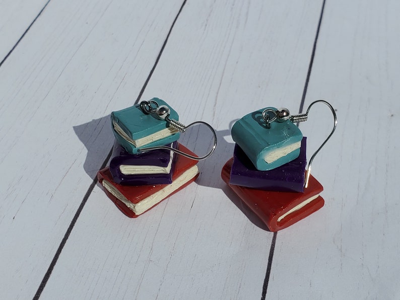 Book Earrings Stack of Book Earrings Book Lovers Jewelry Etsy