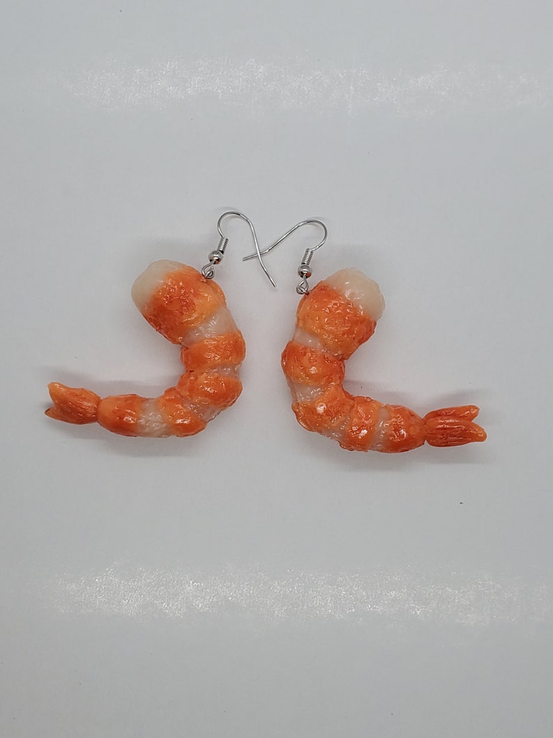 Shrimp Earrings Seafood Earrings Fish Earrings Shrimp Etsy