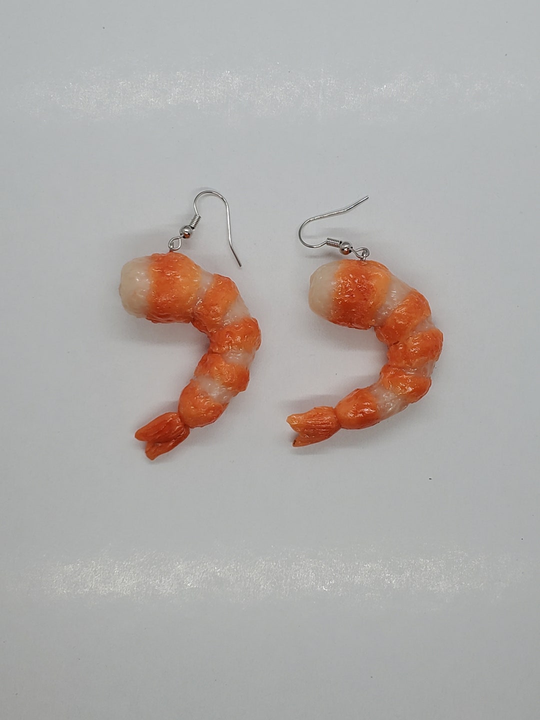 Shrimp Earrings, Seafood Earrings, Fish Earrings, Shrimp Jewelry, Raw