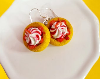 Strawberry Earrings, Strawberry Shortcake Earrings, Cake Earrings, Dessert Earrings, Sweet Earrings, Fruit Earrings, Gift For Her