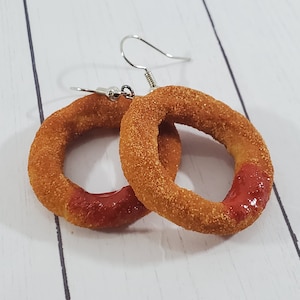 Onion Ring Earrings, Snack Earrings, Food Jewelry, Food Charm, Restaurant Jewelry