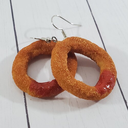 Onion Ring Earrings Snack Earrings Food Jewelry Food Charm Etsy