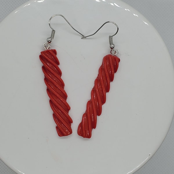 Red Licorice Earrings, Licorice Earrings, Red Earrings, Candy Earrings, Sweet Earrings, Treat Earrings, Gifts For Her, Clay Food