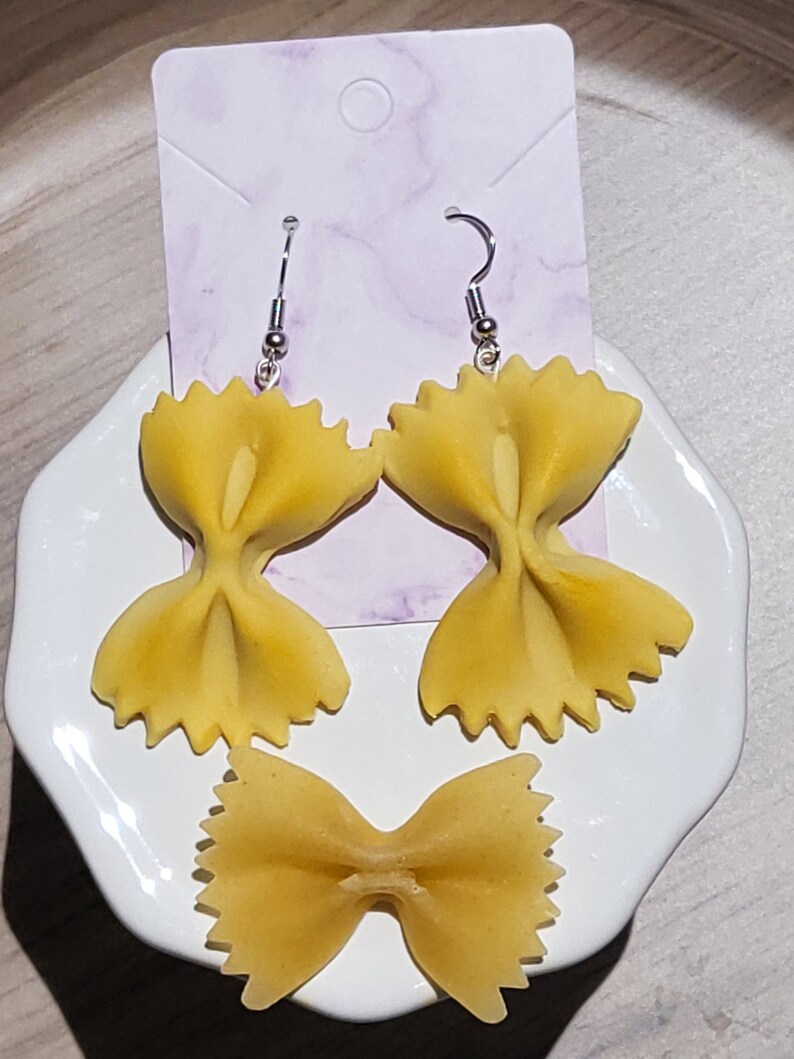 Bow Tie Pasta Earrings Pasta Earrings Noodle Earrings Etsy