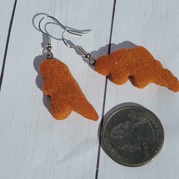 Dino Chicken Nugget Earrings, Dino Nugget Earrings, Chicken Nuggets Earrings, Snack Jewelry, Food Jewelry, Food Charm
