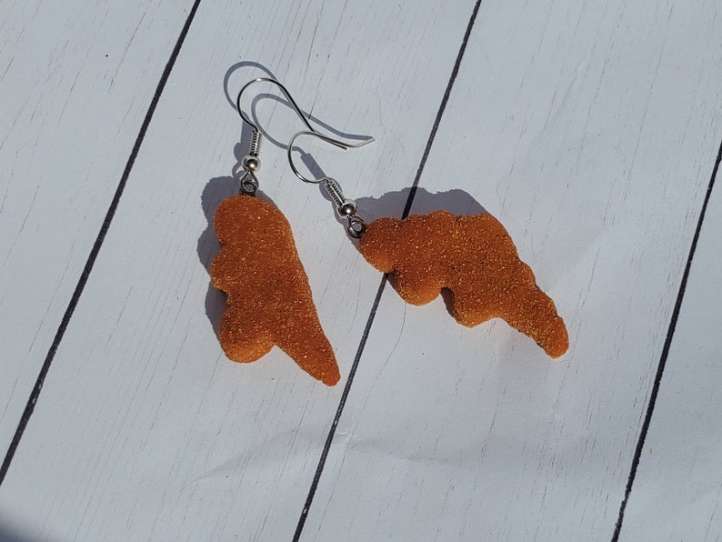 Dino Chicken Nugget Earrings, Dino Nugget Earrings, Chicken Nuggets Earrings, Snack Jewelry, Food Jewelry, Food Charm image 2