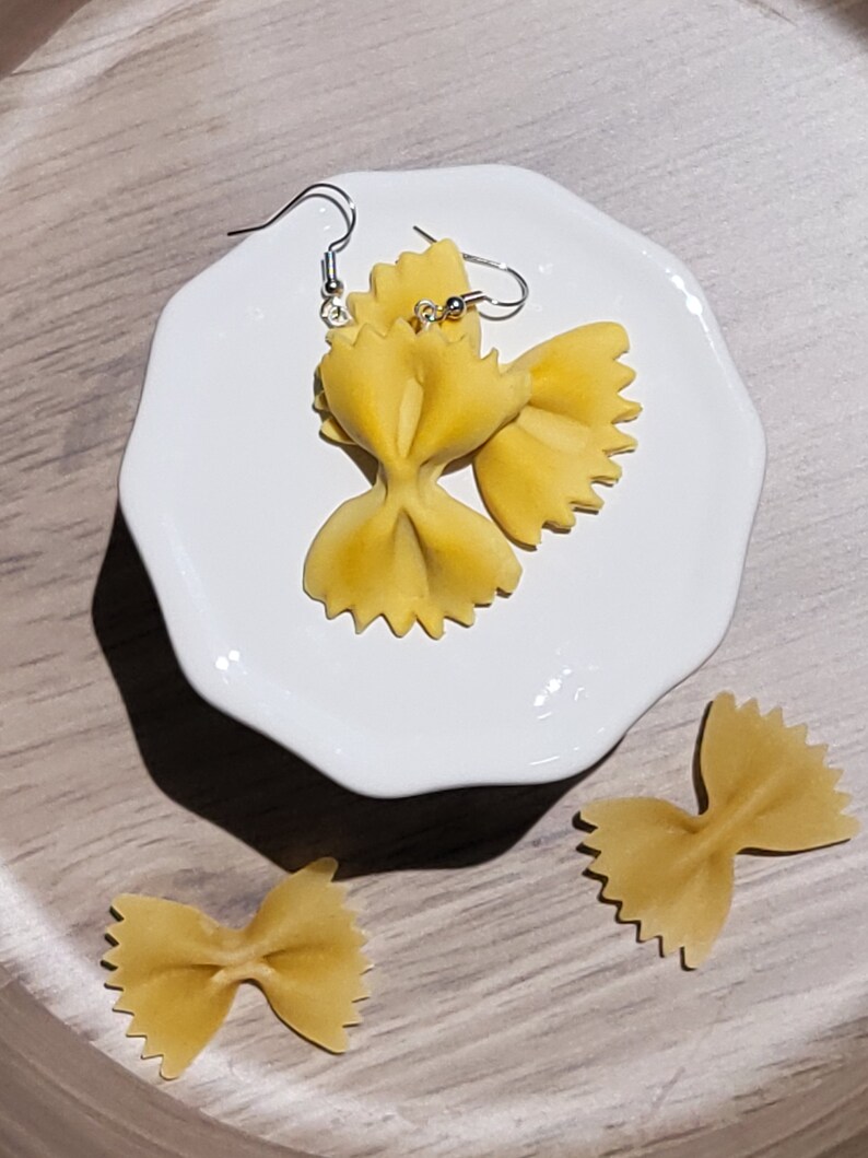 Bow Tie Pasta Earrings Pasta Earrings Noodle Earrings Etsy