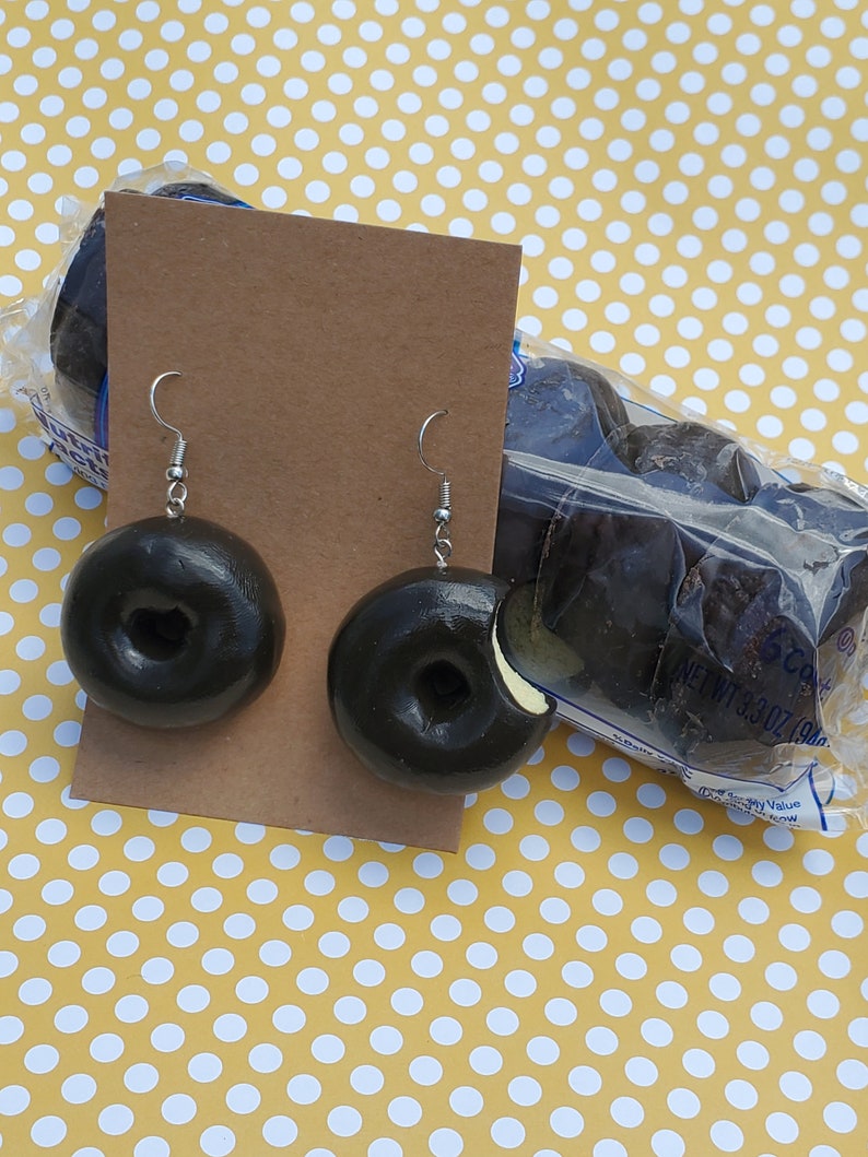 Chocolate Donut Earrings Snack Cake Earrings Donut Earrings Etsy