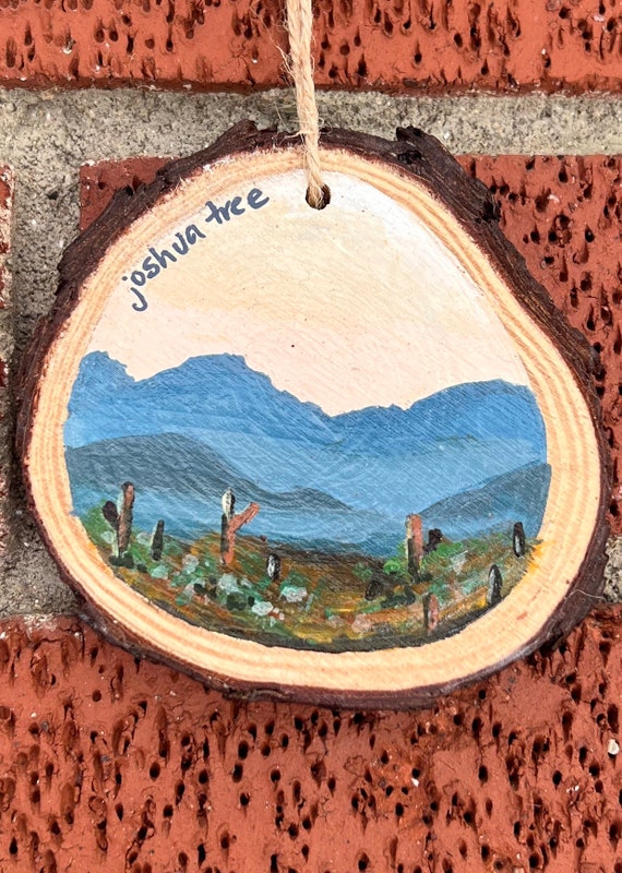 Wood Slice Ornament, Winter Trees 