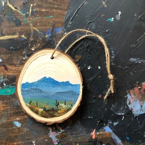Joshua Tree hand painted Wood slice ornament
