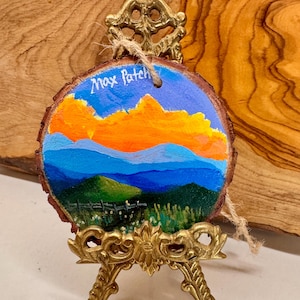 Max Patch hike, NC handpainted Wood slice ornament