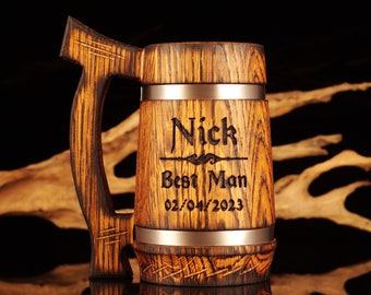 Beer Mug for Best Man, Personalized Engraved Beer Stein, Best Man Proposal, Will you be my Groomsman Proposal, Wedding Party, Ushers gift