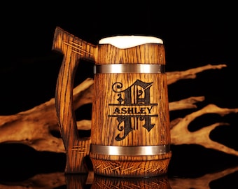 Personalized Beer Stein, Wooden Beer Tankard, Custom Viking Mug, Engraved Man Wooden Stein Gift For Him, Groomsmen Best Man Gifts, Beer Gift