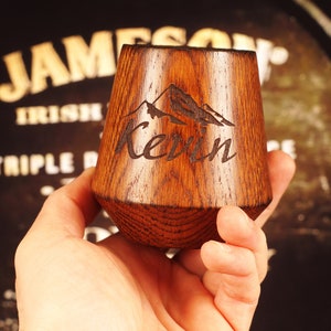 Eichenwhiskyglas mit benutzerdefiniertem Text, Scotch Tumbler personalisierte Rocks, Whisky Barware, Firmengeschenk, Vater Bourbon-Liebhaber, Geschenk für Männer