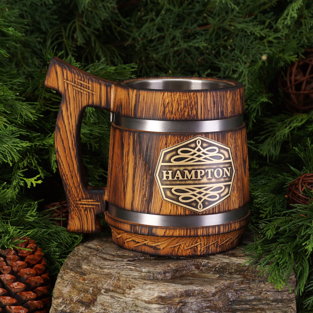 Beer Mug Personalized Wooden Beer Stein Gift for Him Etsy