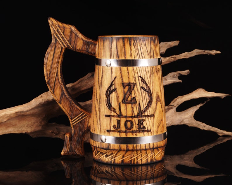 Engraved Wooden Beer Mug Beer Can Holder Groomsmen Gift Etsy