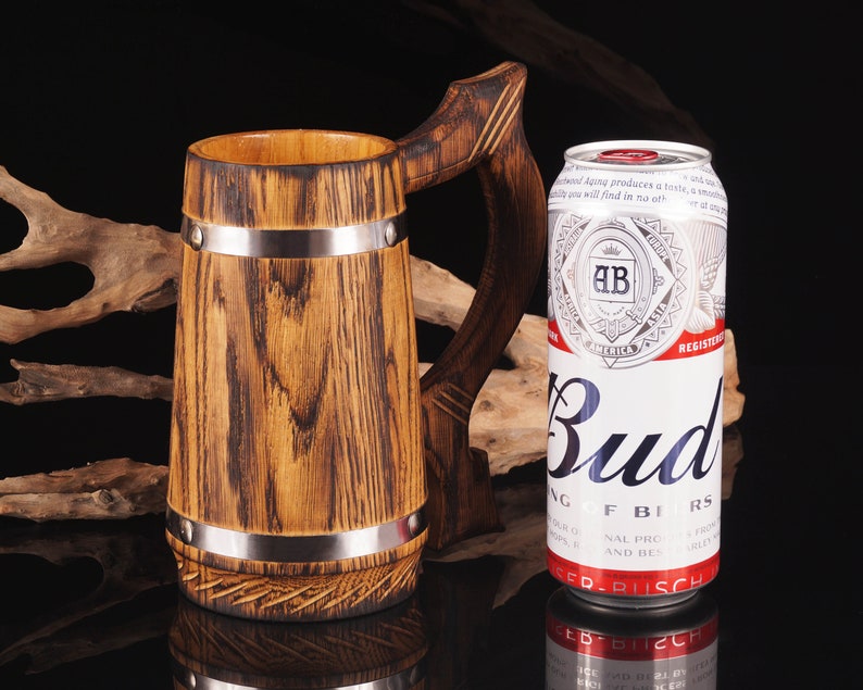 Engraved Wooden Beer Mug Beer Can Holder Groomsmen Gift Etsy
