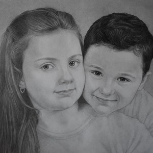 Disegno personalizzato ritratto da foto, Disegni personalizzati da foto, fatto a mano, ritratti di bambini su carta, opere d'arte su commissione