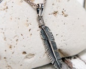 Feather Pendant, Silver Feather Necklace, Native American Necklace, Tribal Necklace, Feather Necklace, Sterling Silver